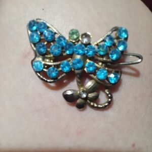 Elegant Butterfly Blue Crystal Brooch